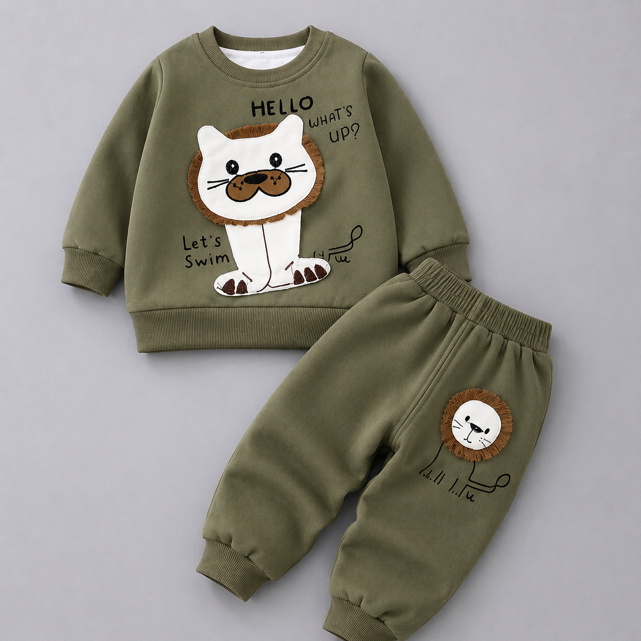 Boys Lion Appliqué 2PC Sweatshirt & Trouser Set