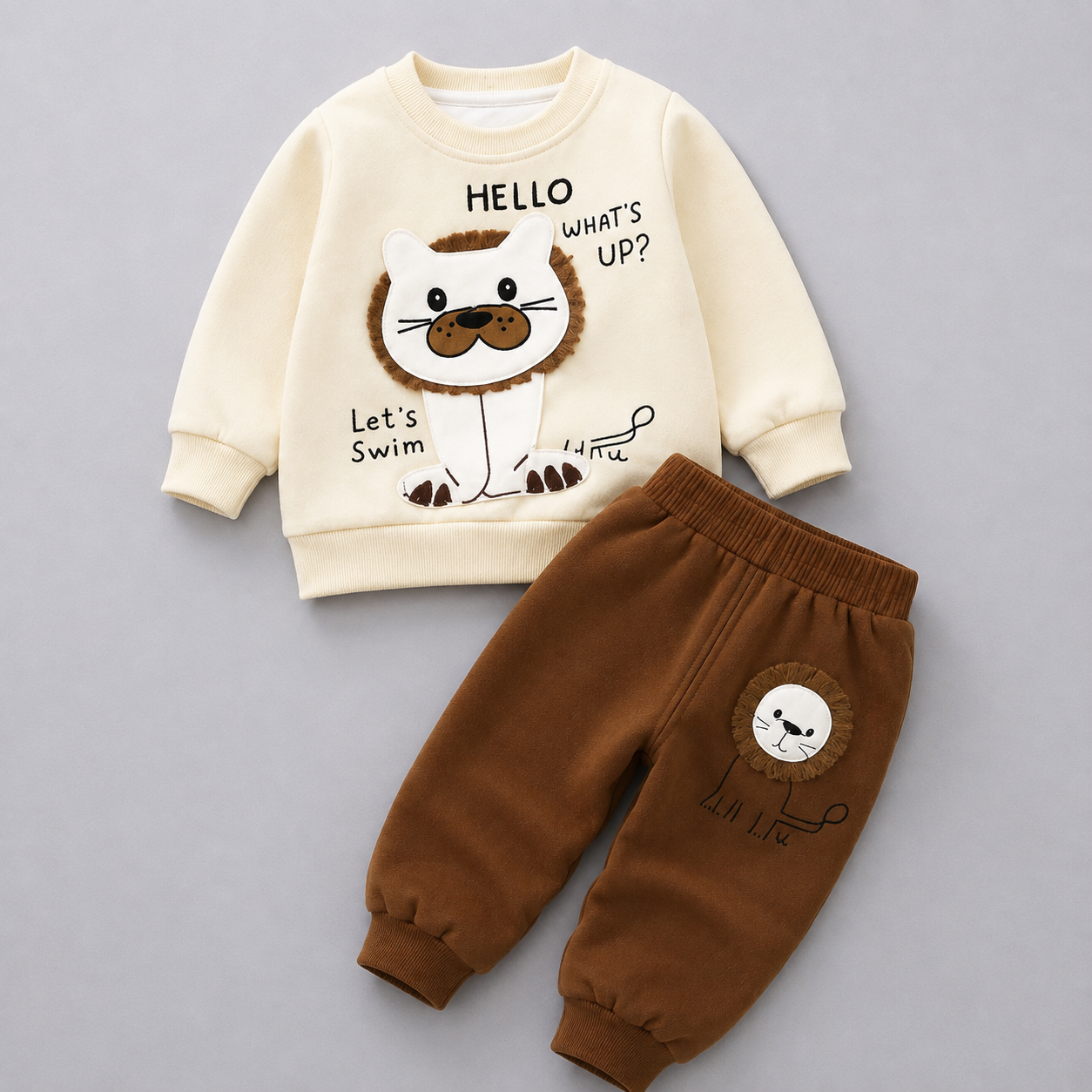 Boys Lion Appliqué 2PC Sweatshirt & Trouser Set