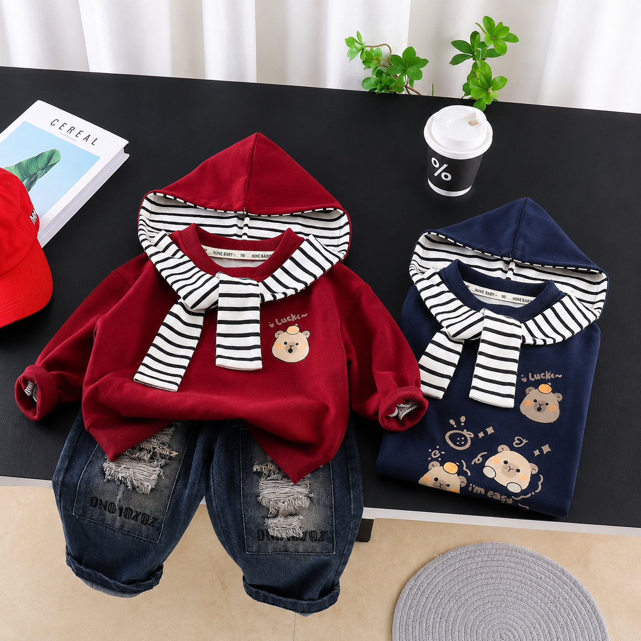 Boys Hooded Sweatshirt & Denim Jeans 2PC Set