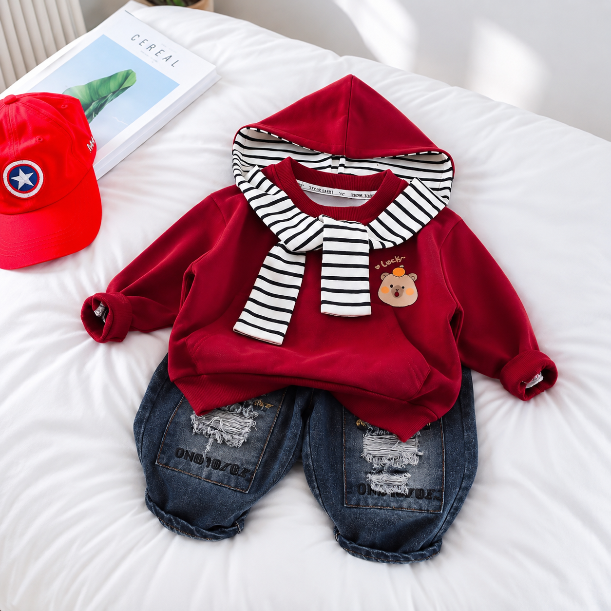 Boys Hooded Sweatshirt & Denim Jeans 2PC Set