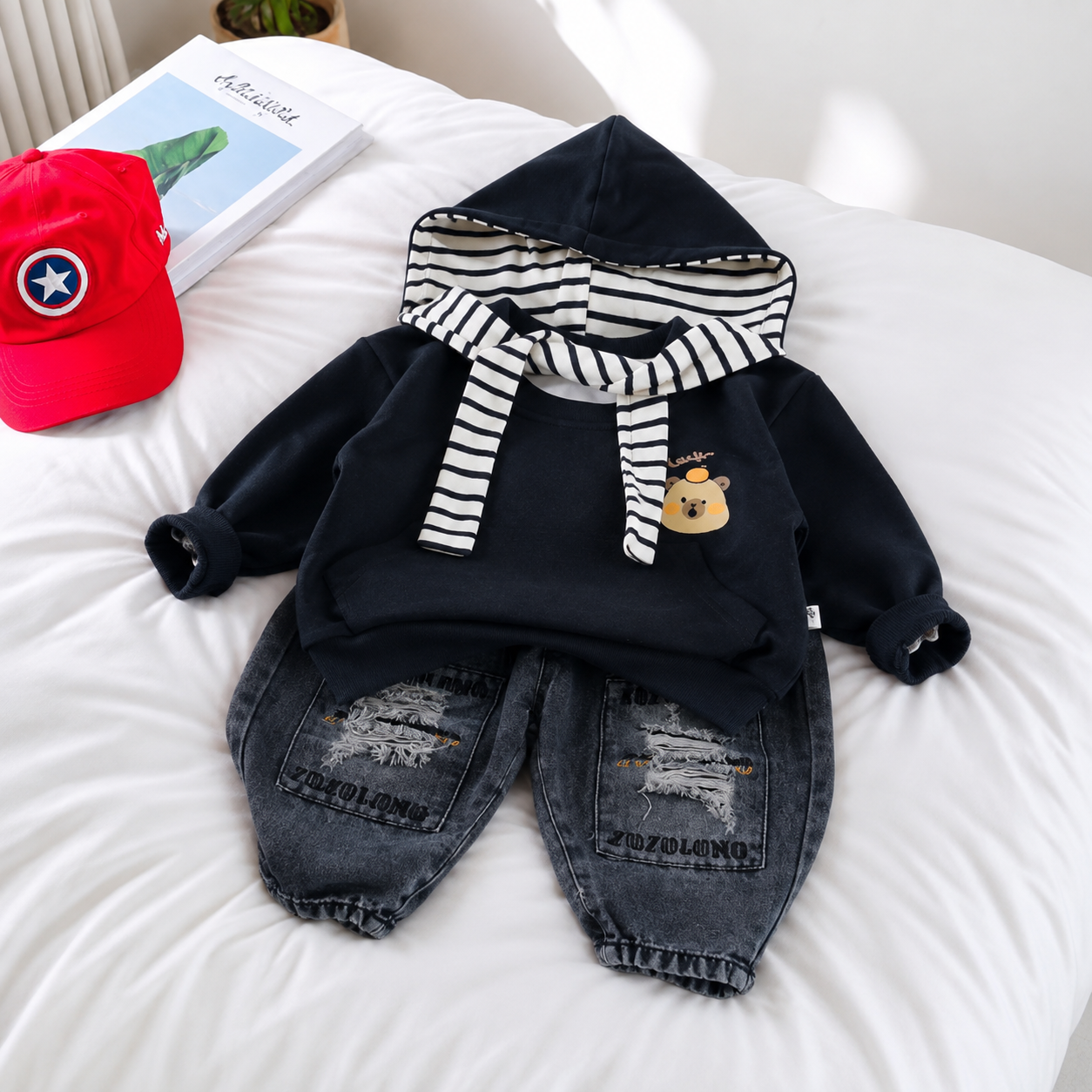 Boys Hooded Sweatshirt & Denim Jeans 2PC Set