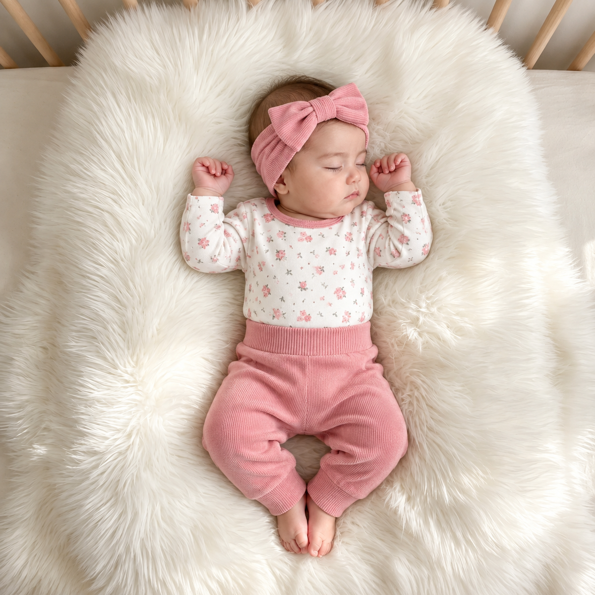 Baby Floral Bodysuit, Trouser & Hairband
