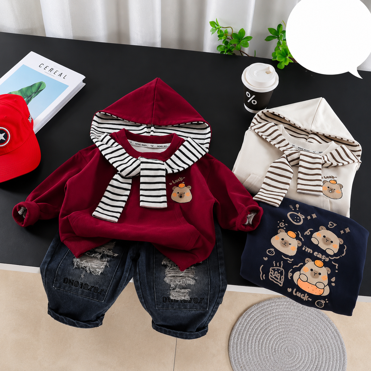 Boys Hooded Sweatshirt & Denim Jeans 2PC Set | Faba Kids