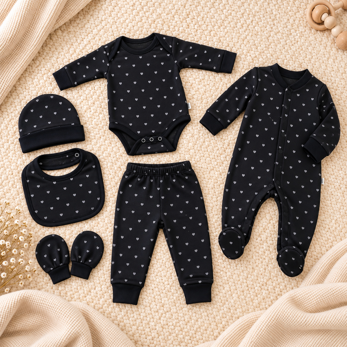 Baby Printed Bib & Trouser 6PC Starter Set