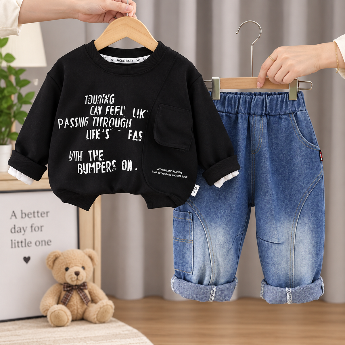 Urban Pocket 2PC Shirt & Denim Pants Set | Faba Kids