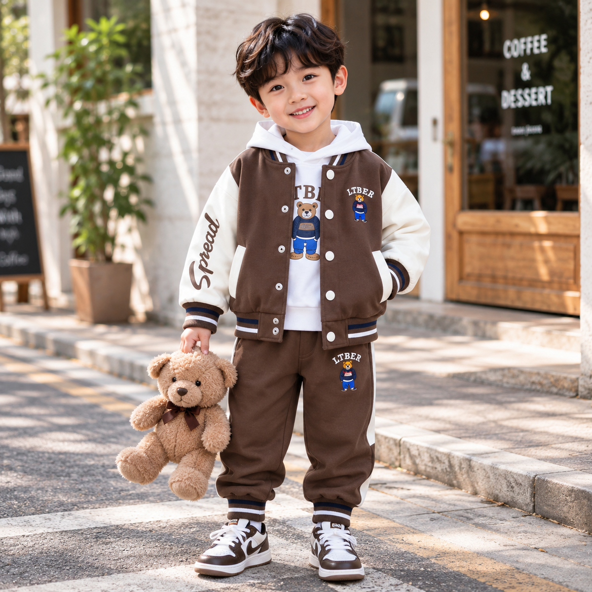 Teddy Varsity 3PC Jacket, Hoodie & Trouser Set | Faba Kids