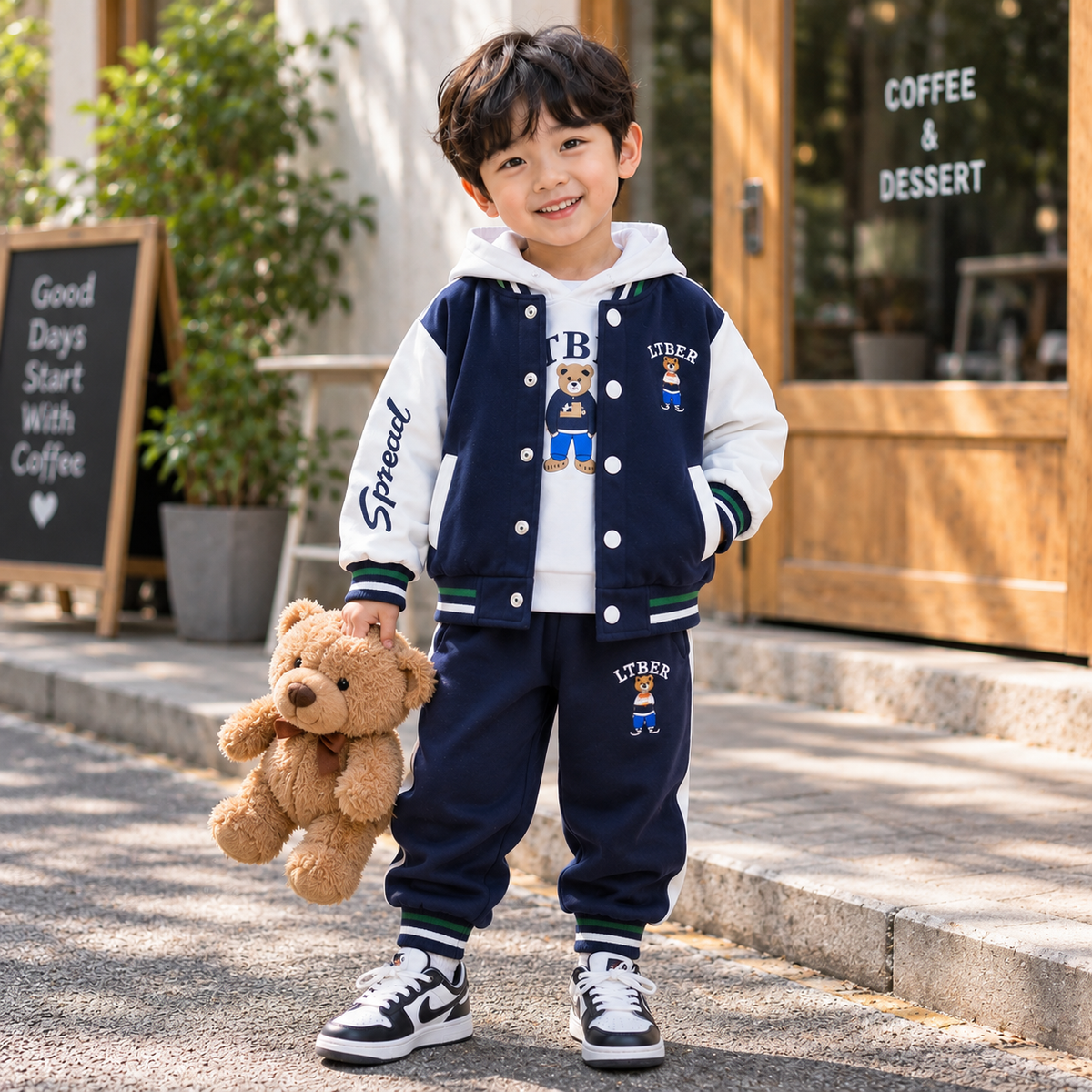 Teddy Varsity 3PC Jacket, Hoodie & Trouser Set | Faba Kids