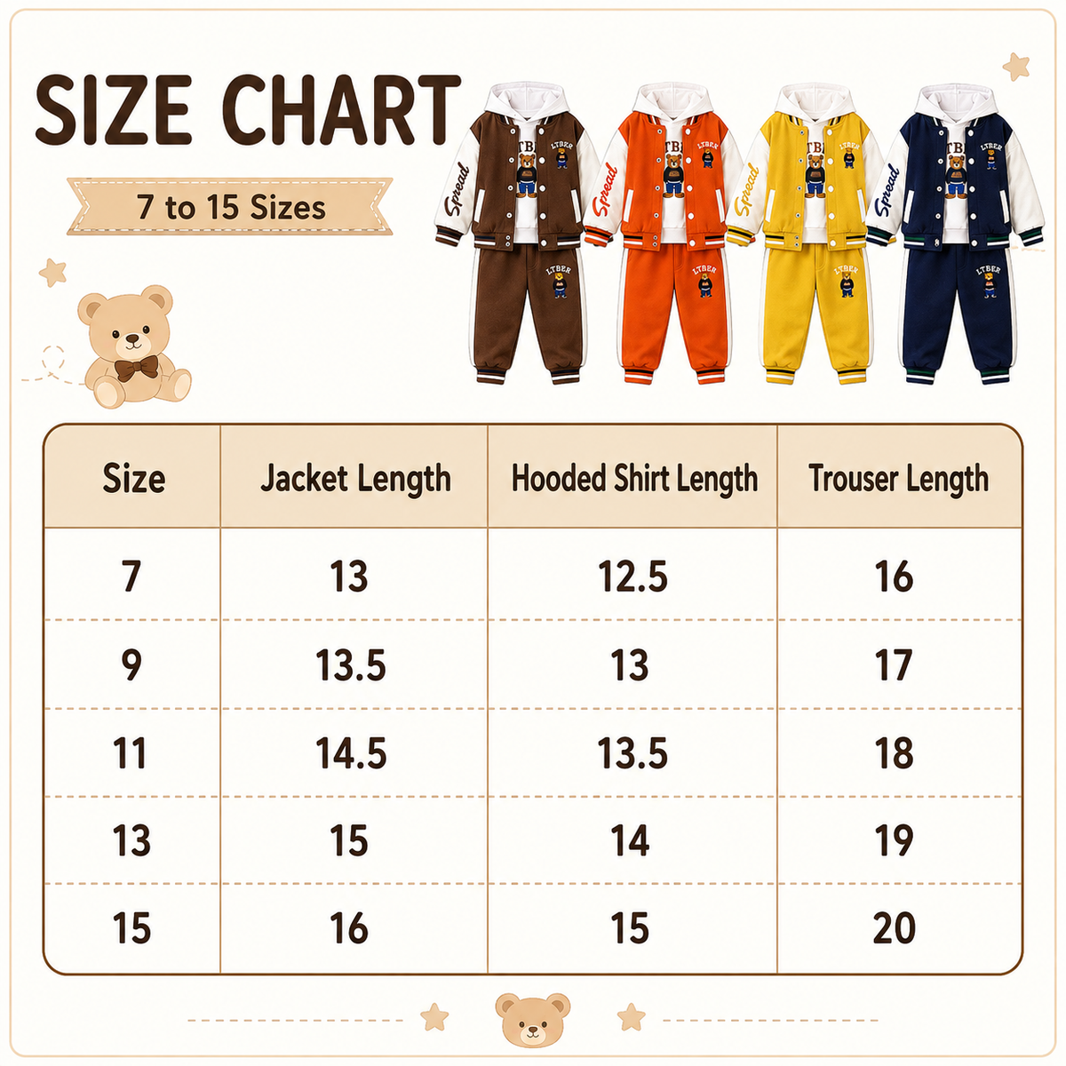 Teddy Varsity 3PC Jacket, Hoodie & Trouser Set | Faba Kids