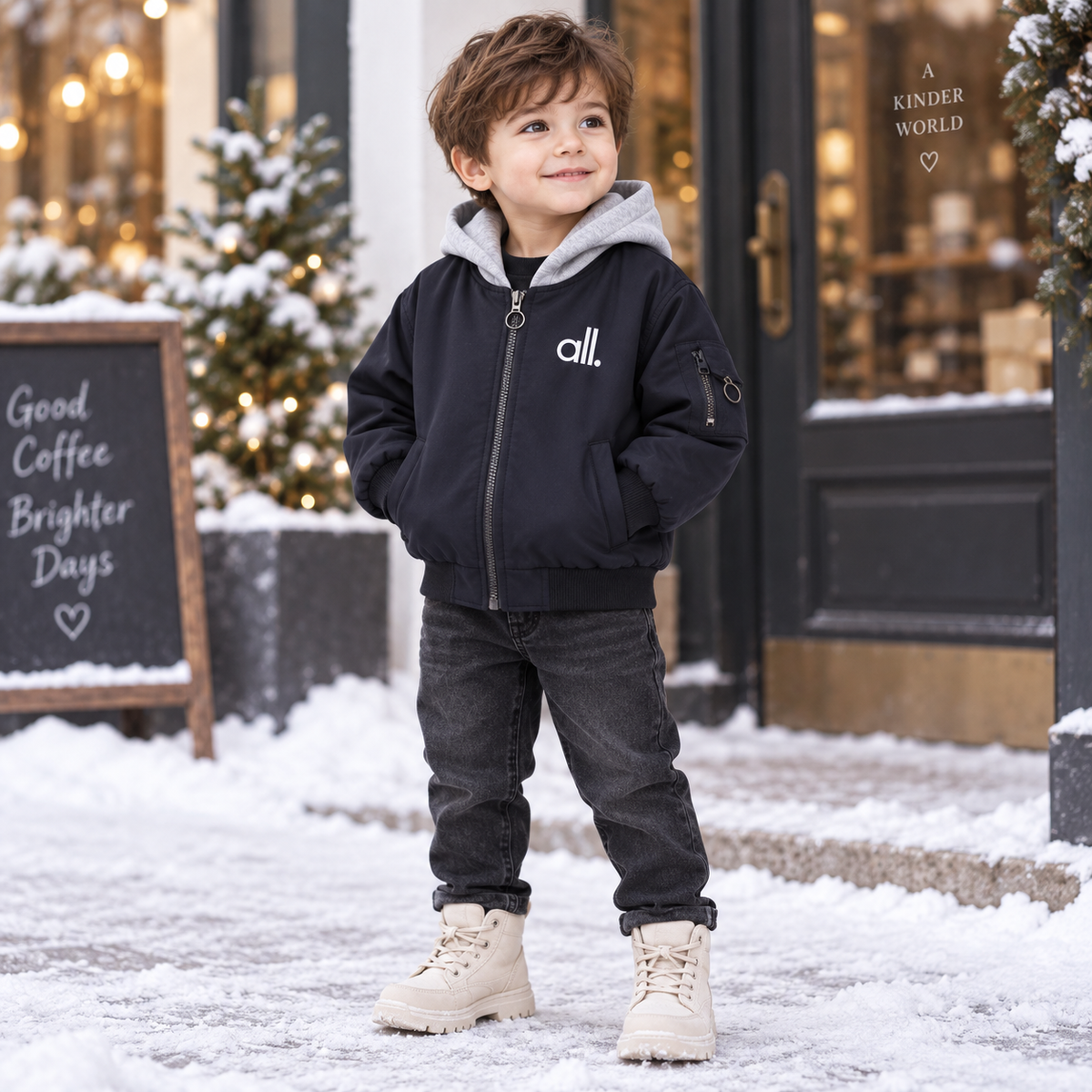 Kids Casual Hooded Bomber Jacket – 2 Colors | Faba Kids