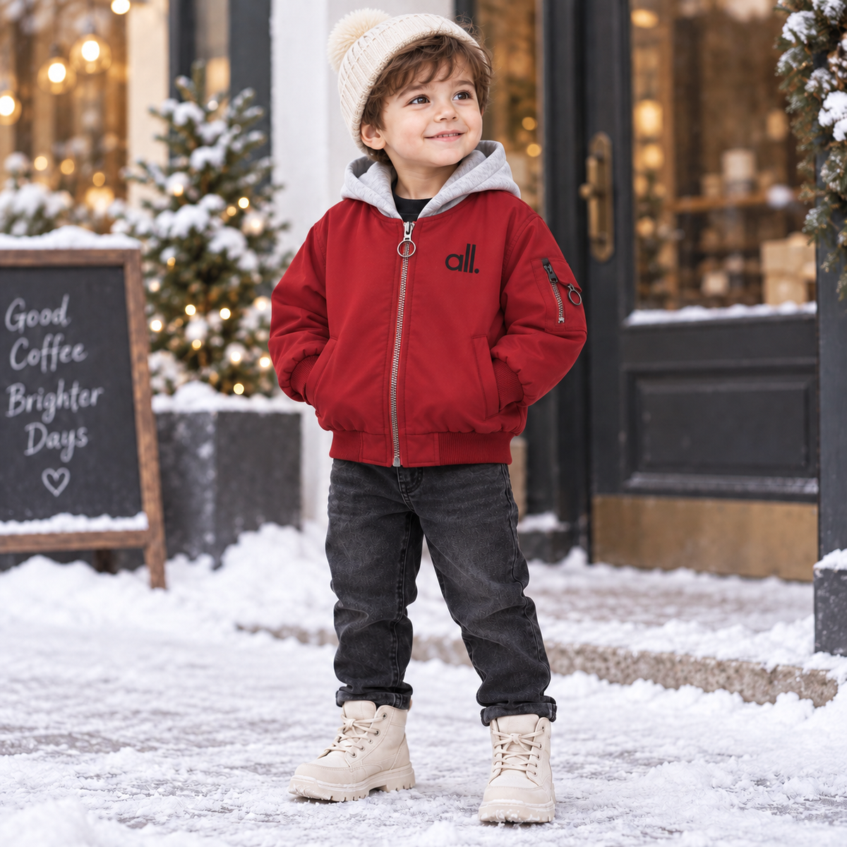 Kids Casual Hooded Bomber Jacket – 2 Colors | Faba Kids