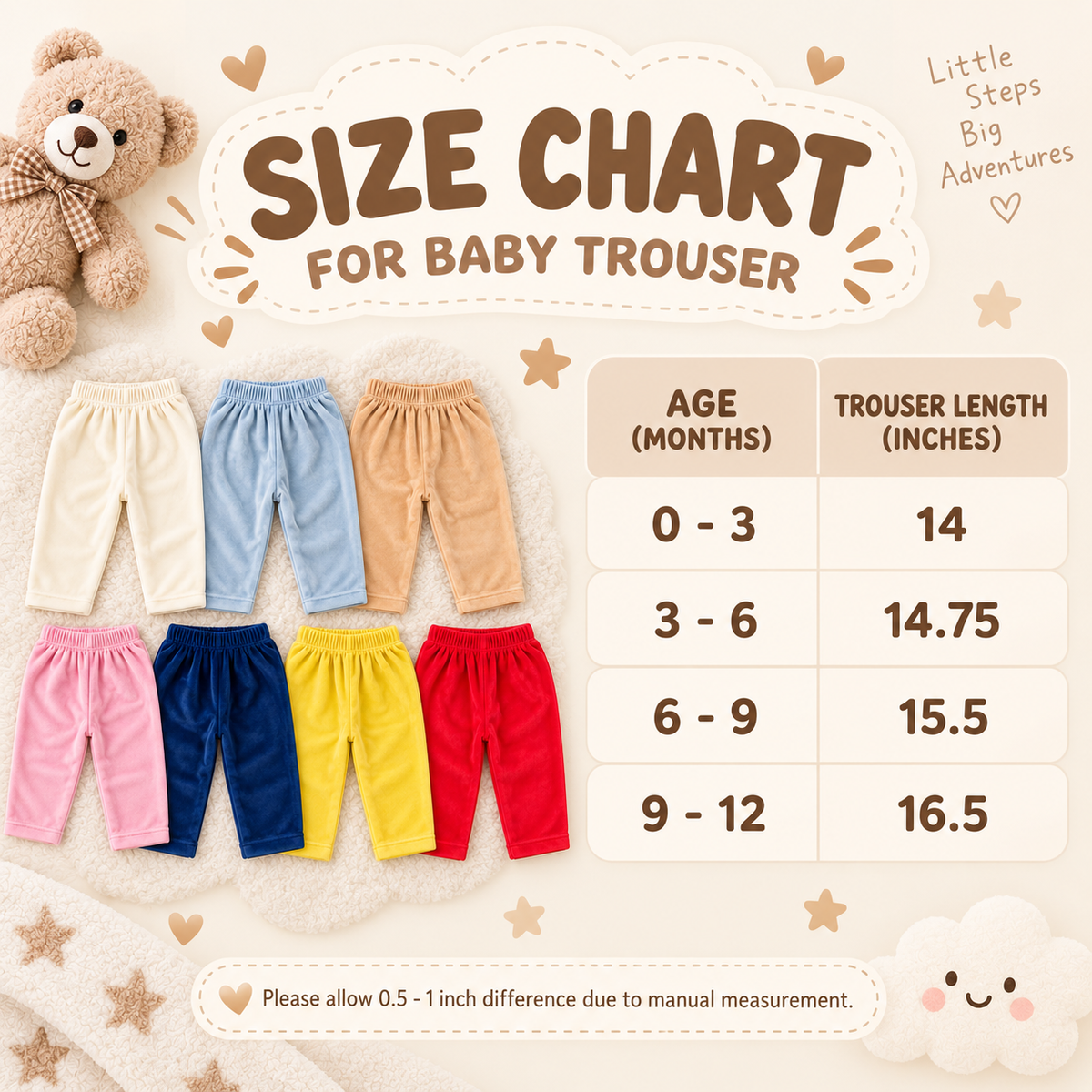 3-Pack Baby Winter Velvet Trousers – 0-12M | Faba Kids