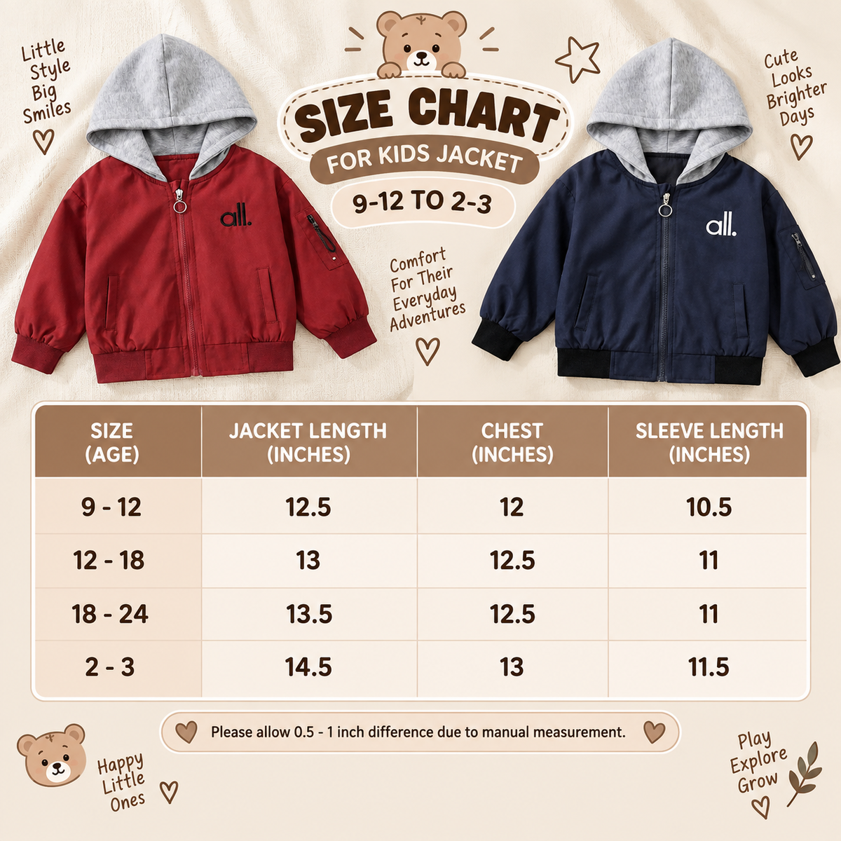 Kids Casual Hooded Bomber Jacket – 2 Colors | Faba Kids
