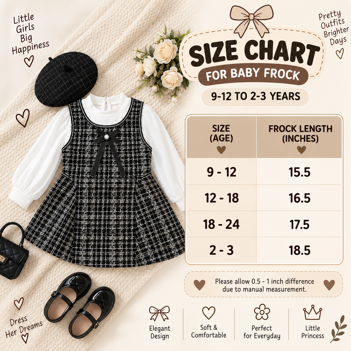 Girls Classic Tweed Bow Frock – 2 Colors | Faba Kids