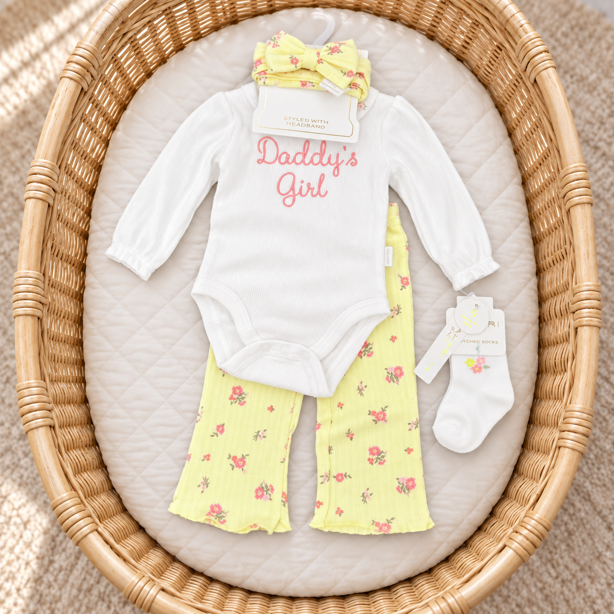 4PC Baby Girl Bodysuit & Trouser Set – 6 Designs | Faba Kids