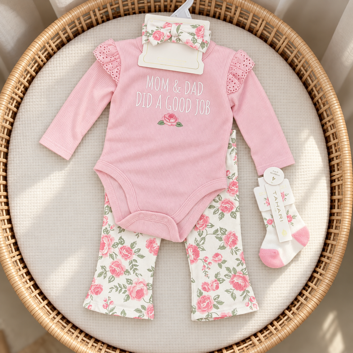 4PC Baby Girl Bodysuit & Trouser Set – 6 Designs | Faba Kids