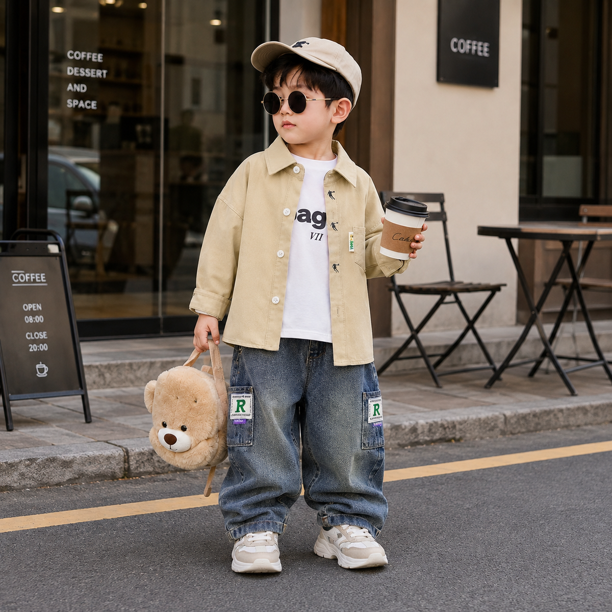 Boys 3-Piece Shirt, T-Shirt & Denim Pants Set – 3 Colors | Faba Kids