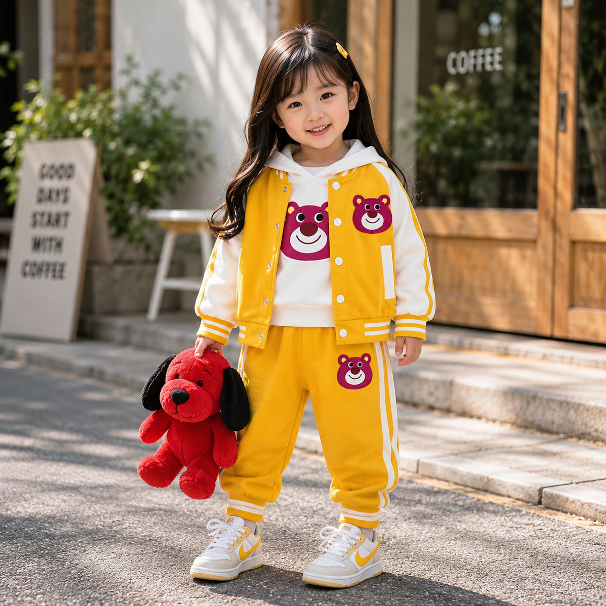 Bear Varsity Hoodie 3-Piece Kids Tracksuit Unisex – 3 Colors | Faba Kids