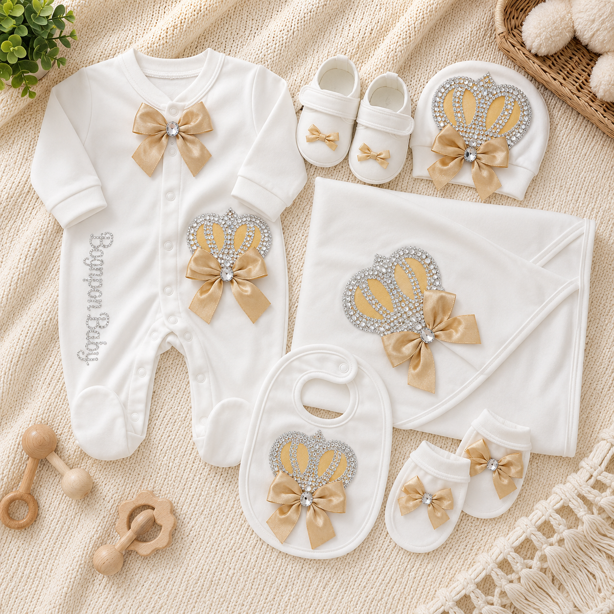 Luxury Newborn Gift Set – Crown Collection (7 Piece)