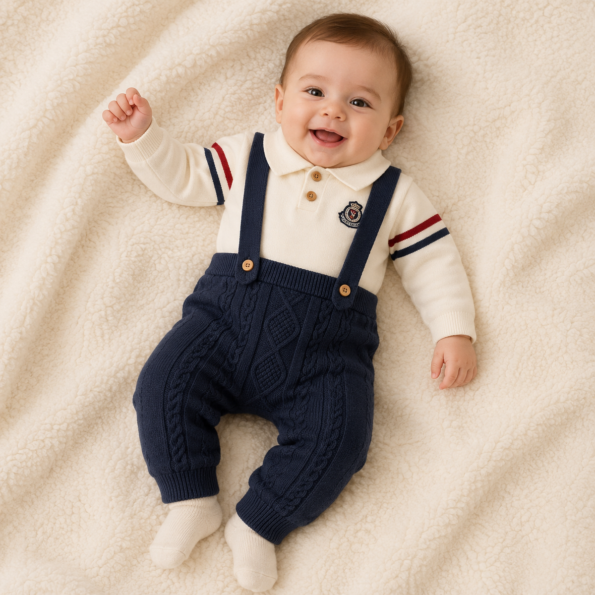 Baby Knitted Suspender 2-Piece Outfit | Faba Kids