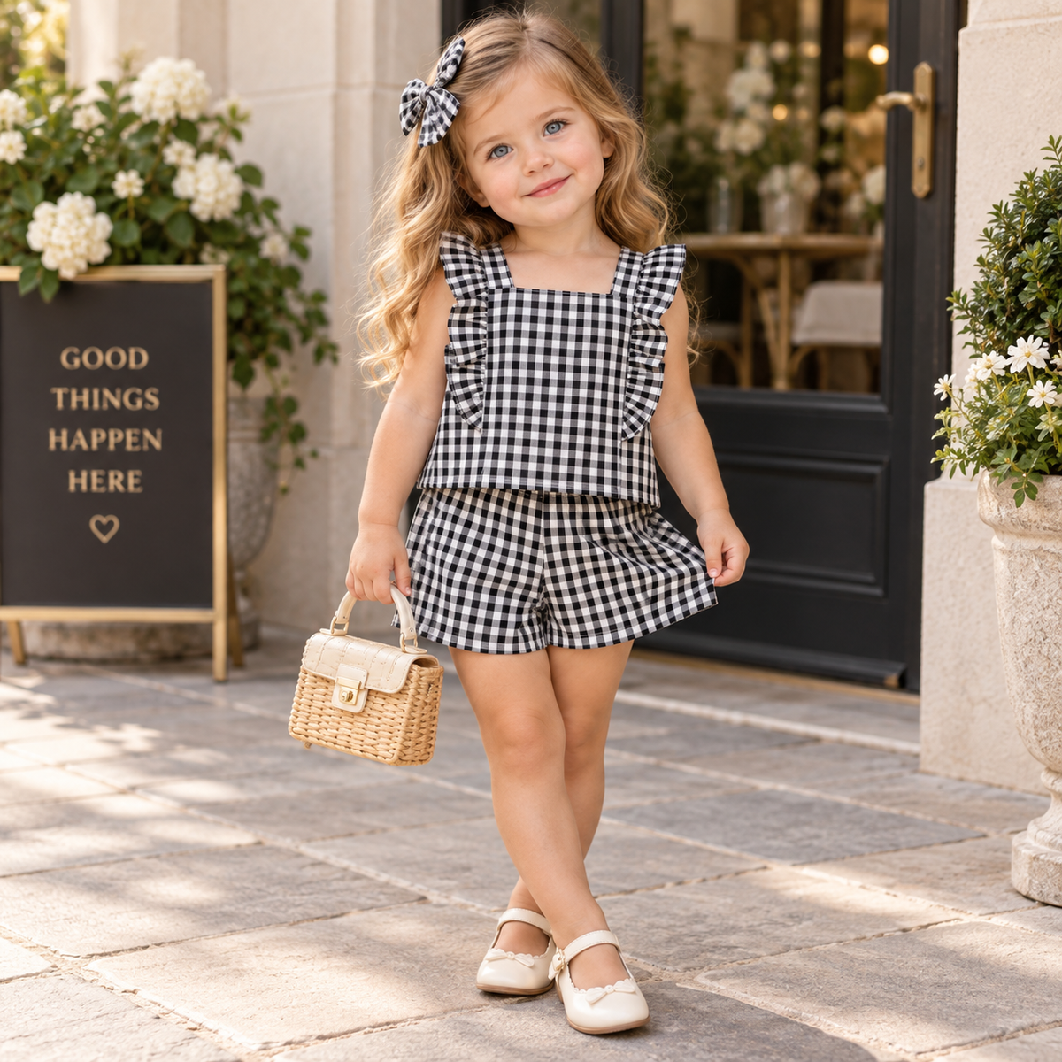 Girls Gingham Ruffle Top & Shorts Set | Faba Kids