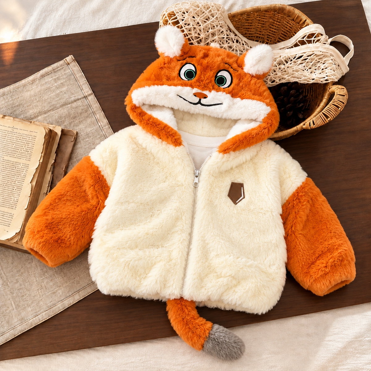 Kids Animal Hooded Fur Jacket