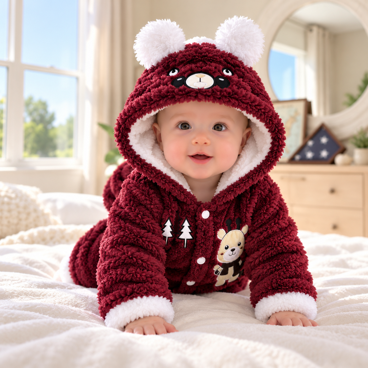 Baby Bear Hooded Shaggy Romper
