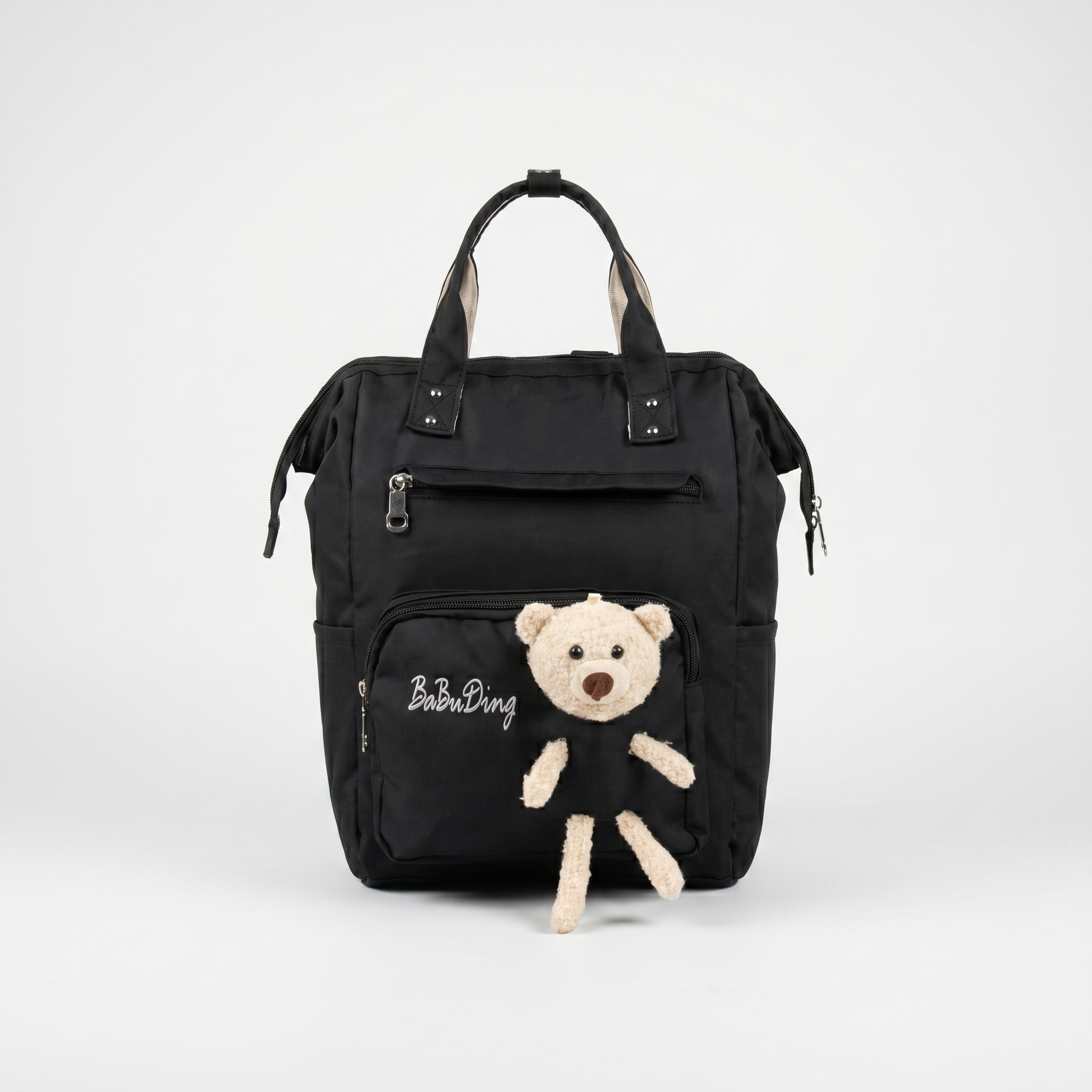 Teddy Charm Baby Diaper Backpack – Classic Black