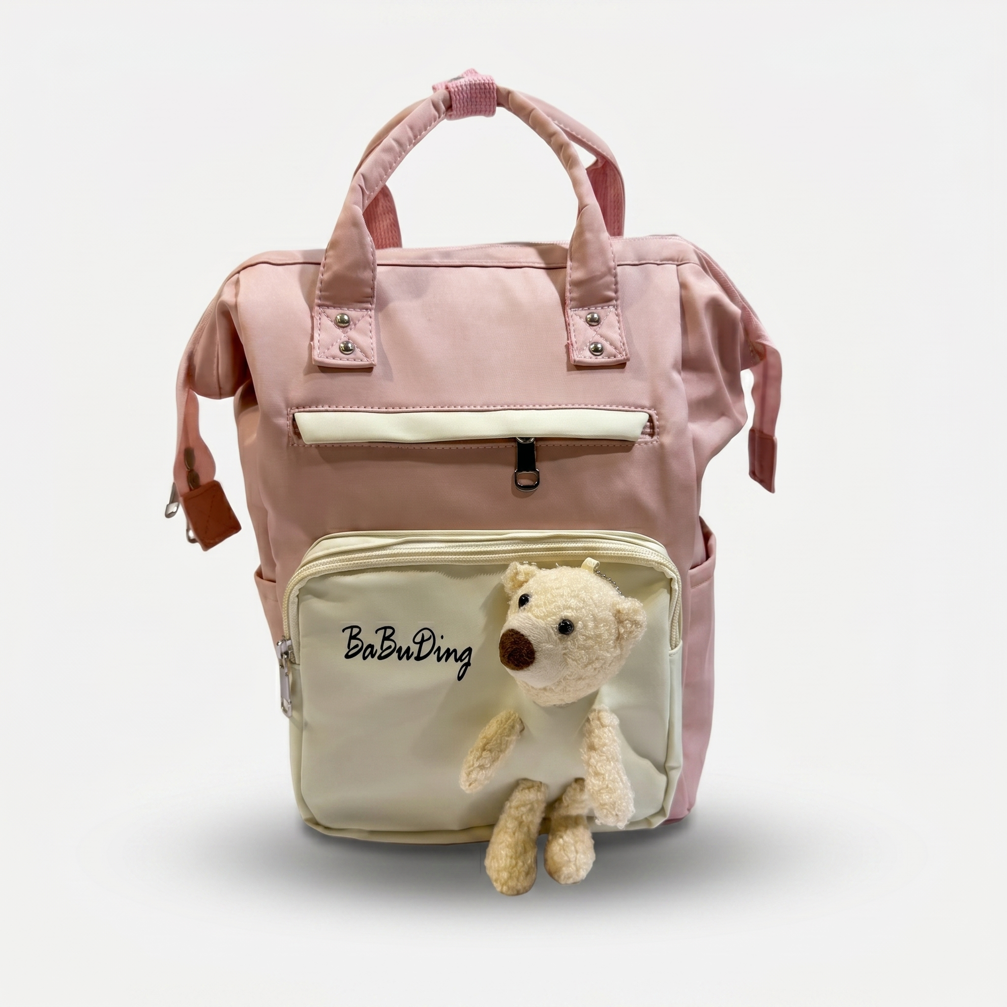 Teddy Charm Baby Diaper Backpack – Blush Pink