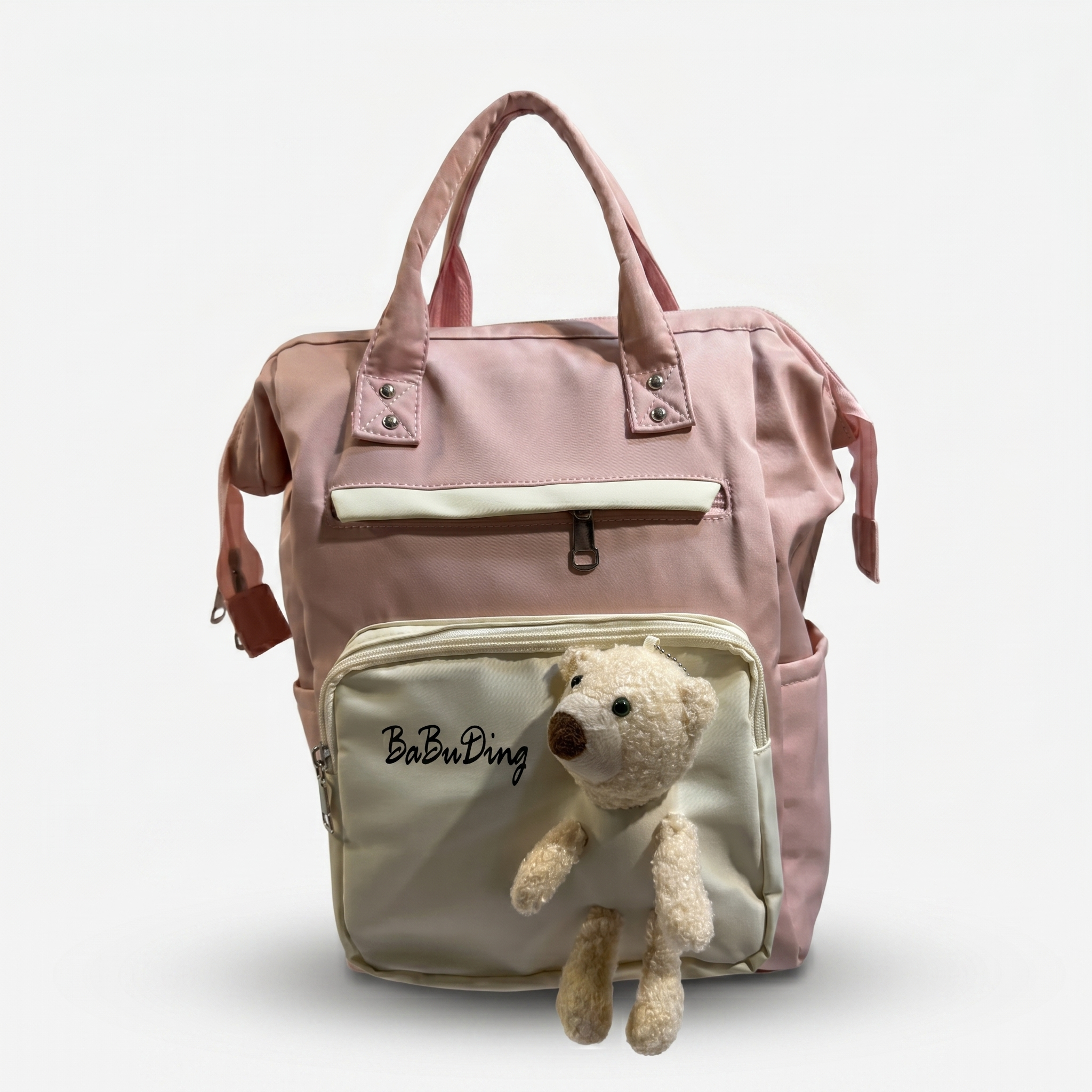 Teddy Charm Baby Diaper Backpack – Blush Pink