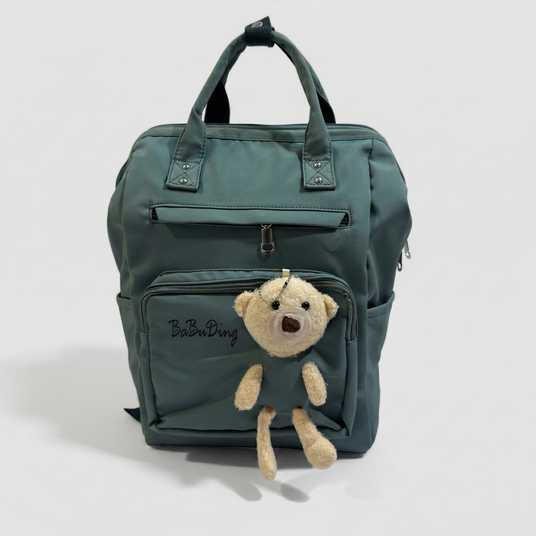 Teddy Charm Baby Diaper Backpack – Sage Green