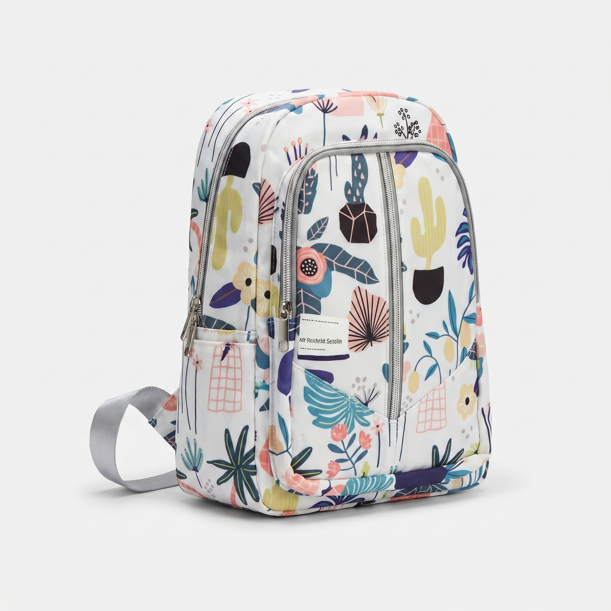 Botanical Bloom Kids Backpack – White Garden Print