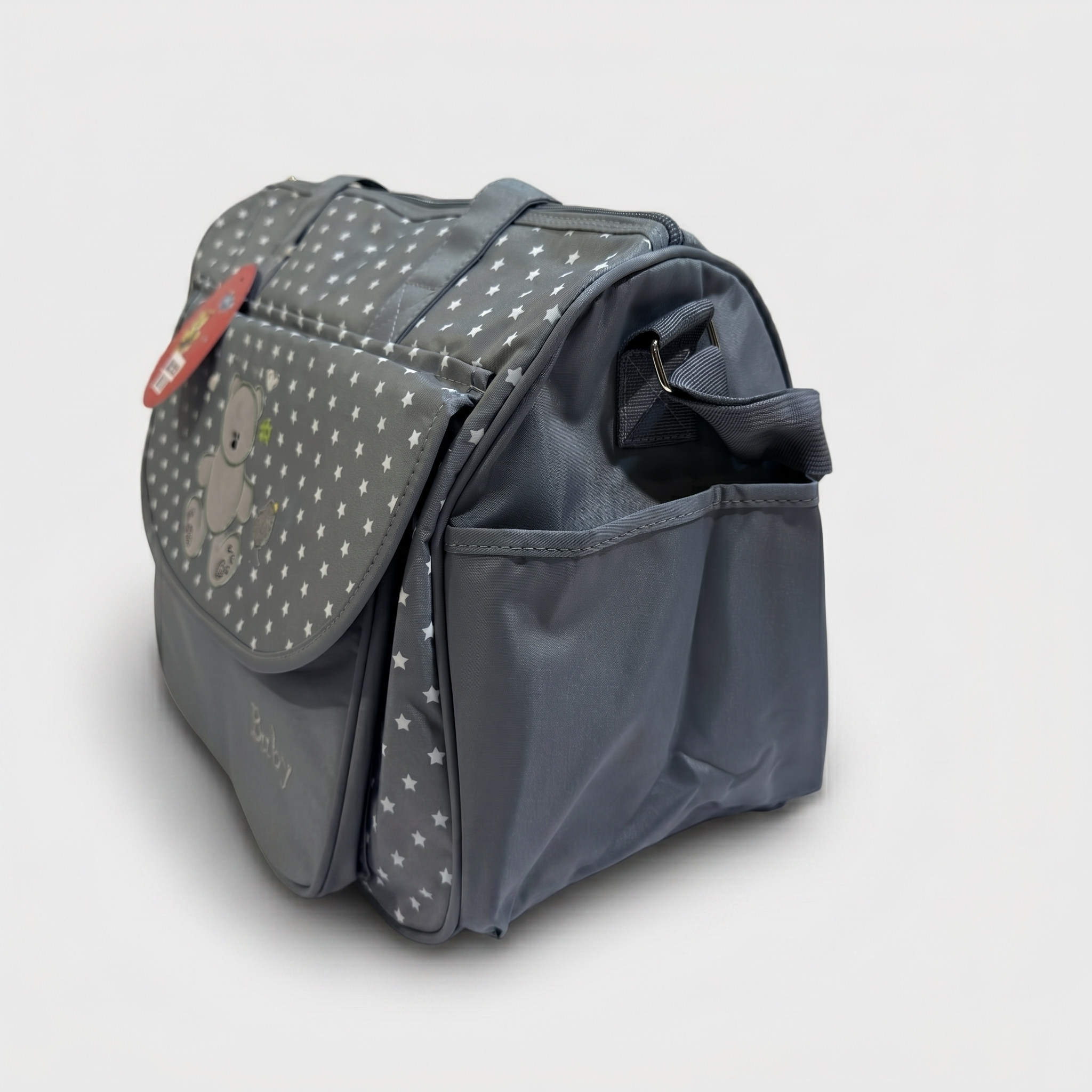 Starry Bear Baby Diaper Bag – Slate Grey