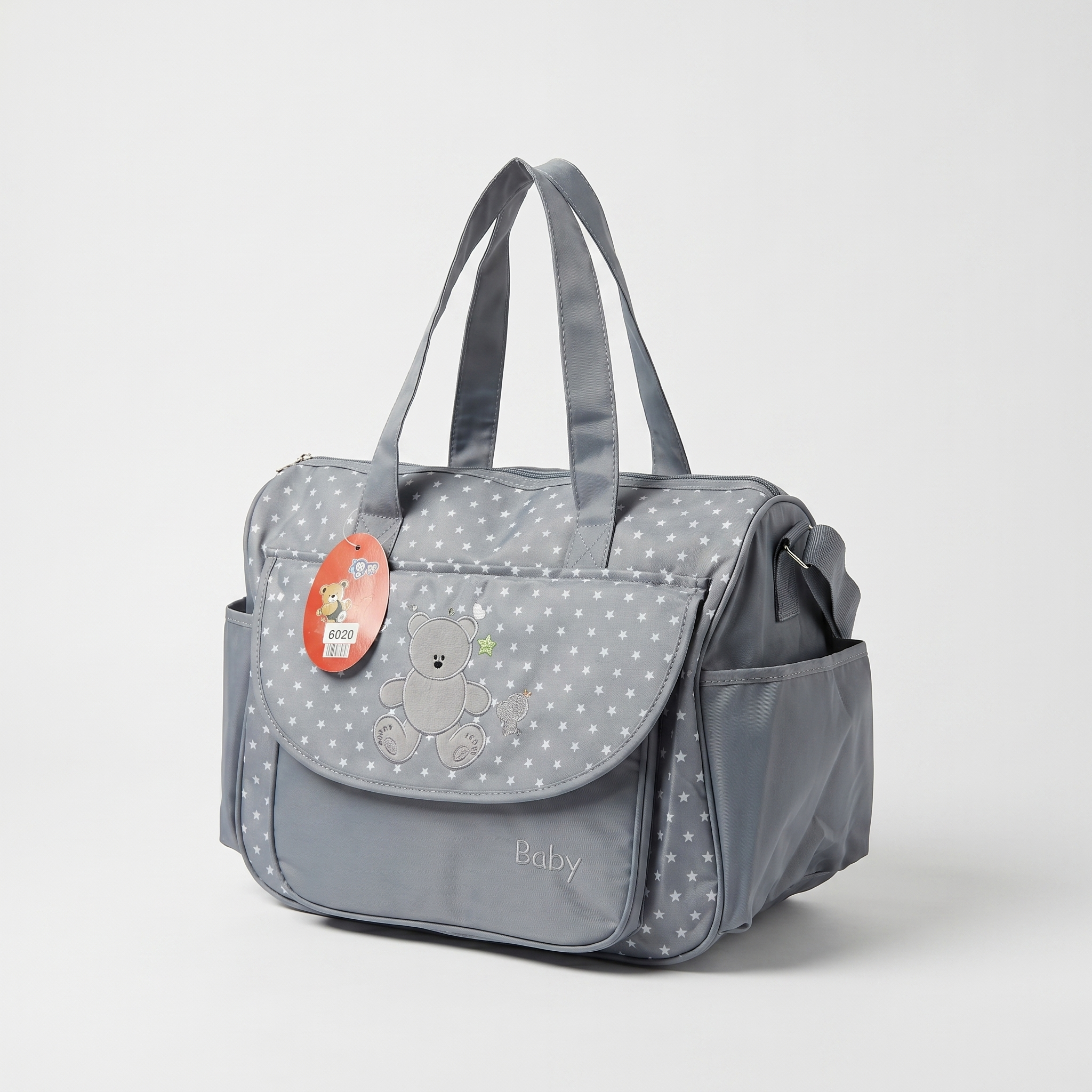 Starry Bear Baby Diaper Bag – Slate Grey