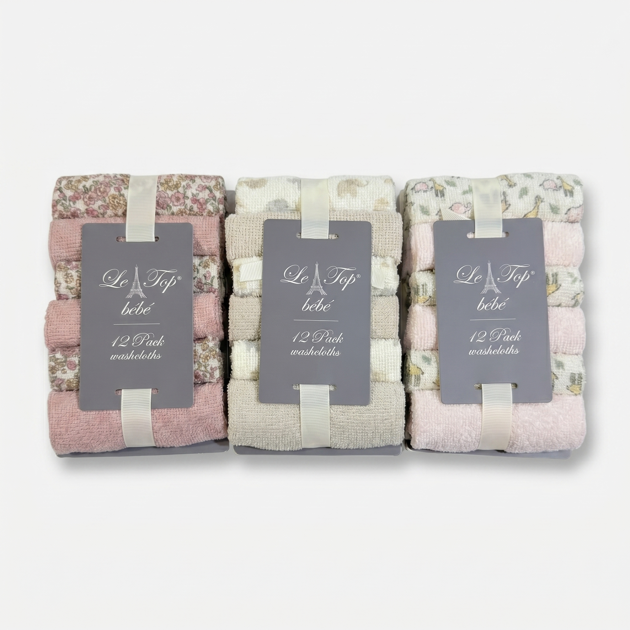 Premium Baby Washcloth Set – Pack of 12 (Neutral Beige)