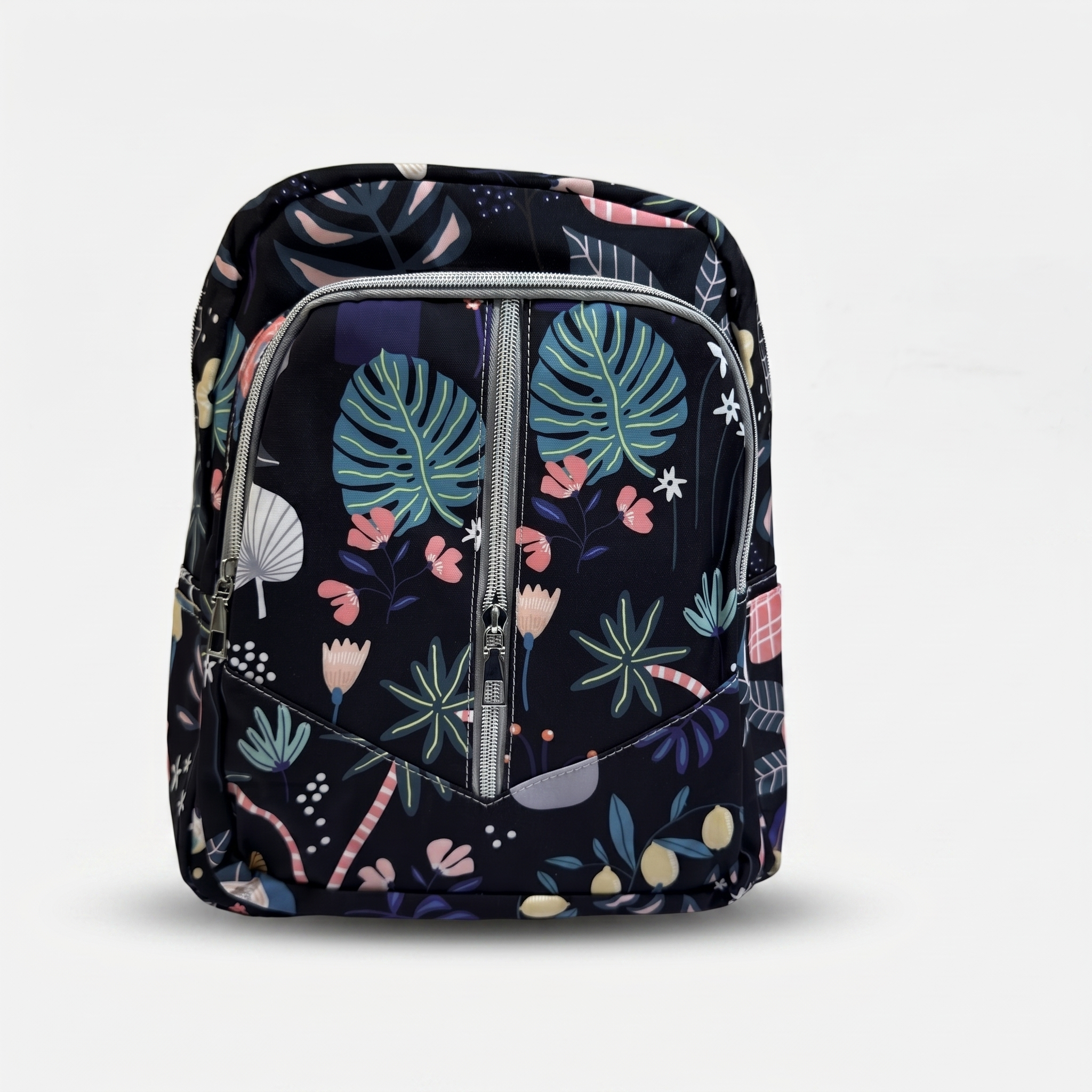 Tropical Leaves Kids Backpack – Navy Floral