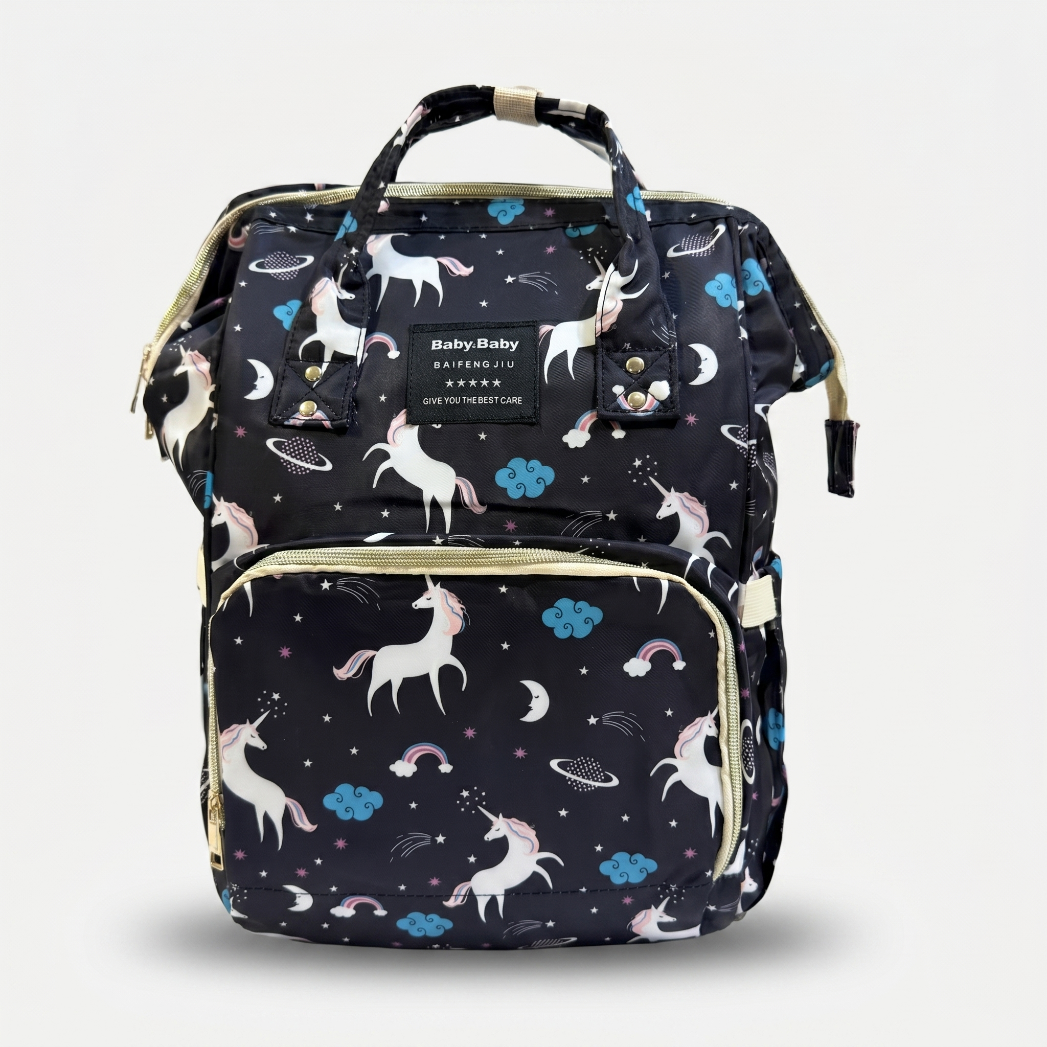 Dream Unicorn Baby Diaper Backpack – Black