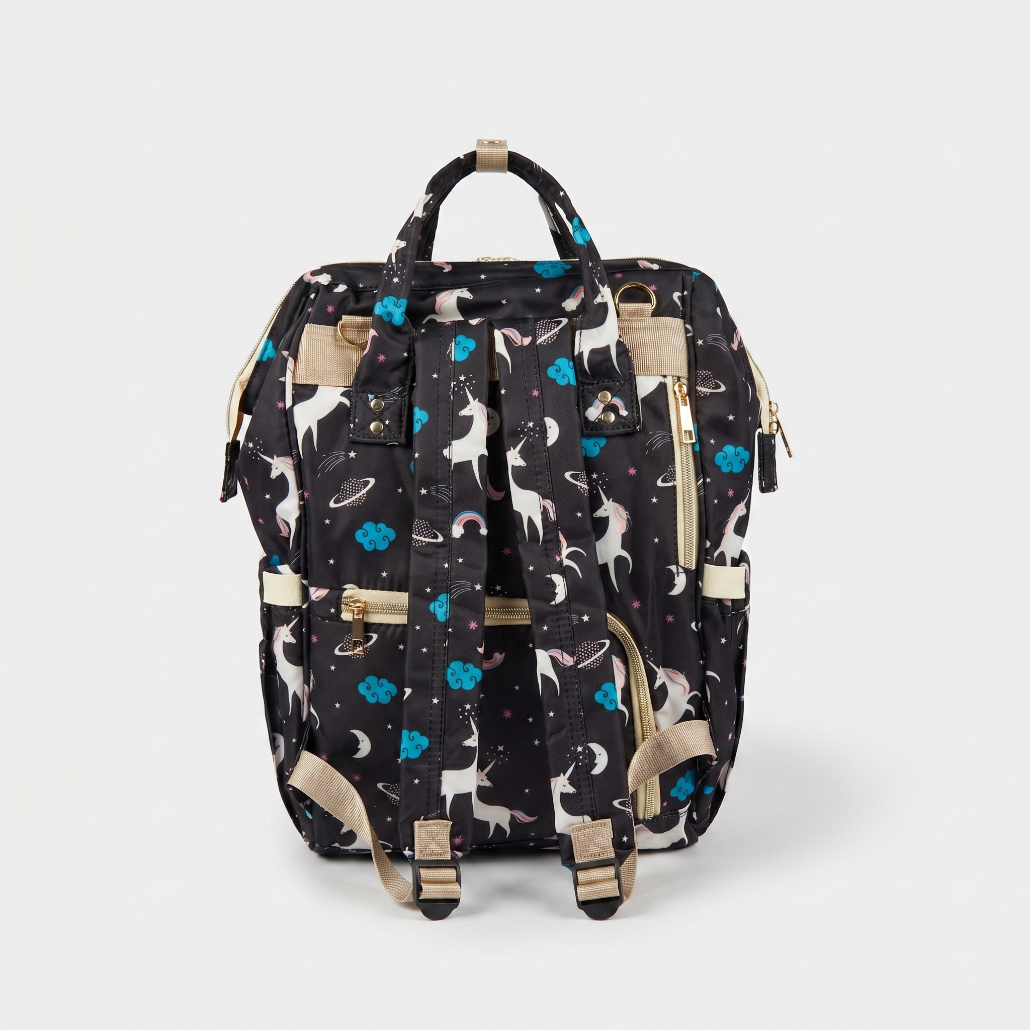 Dream Unicorn Baby Diaper Backpack – Black