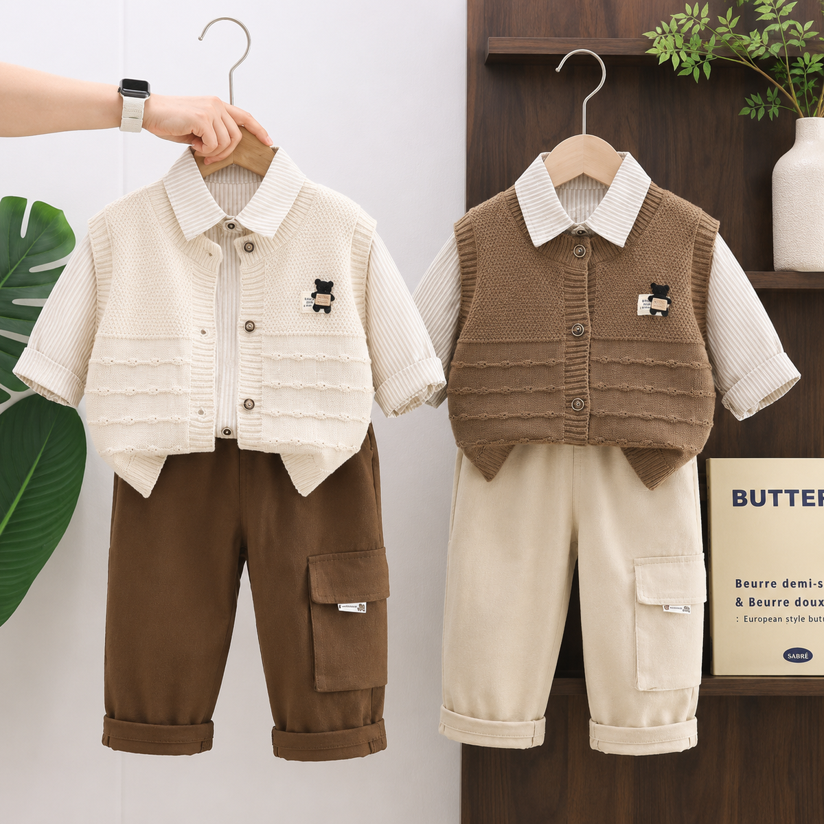 Boys Knitted Vest 3PC Outfit Set | Faba Kids