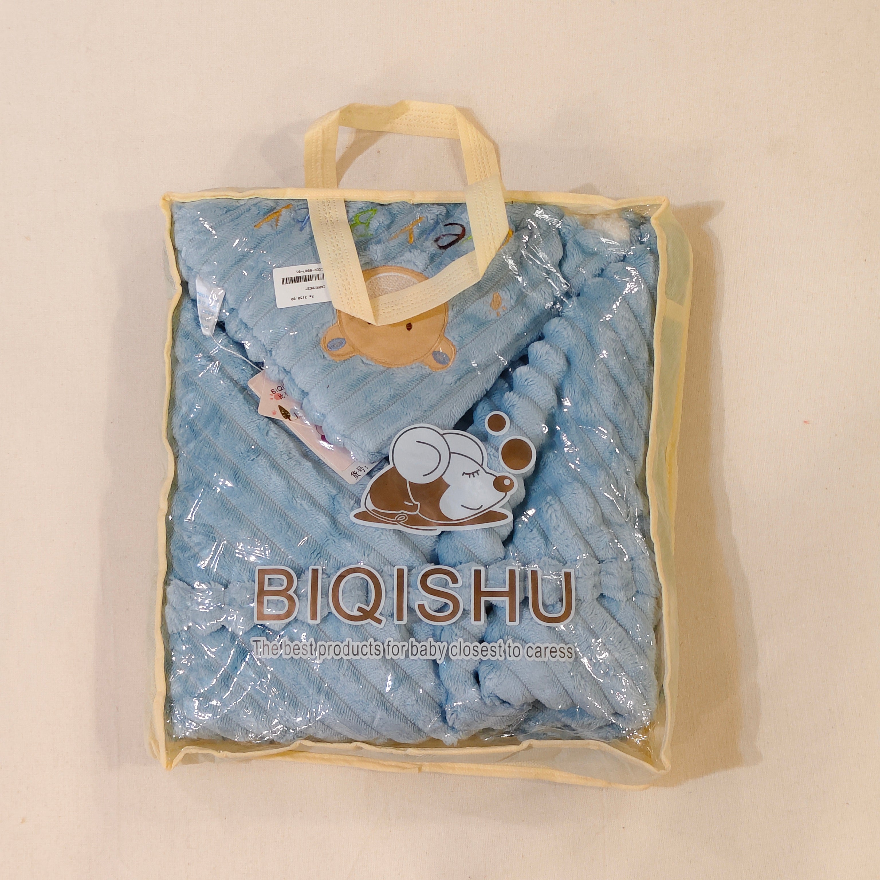 Lovely Bear Hooded Baby Swaddle Wrap – Sky Blue