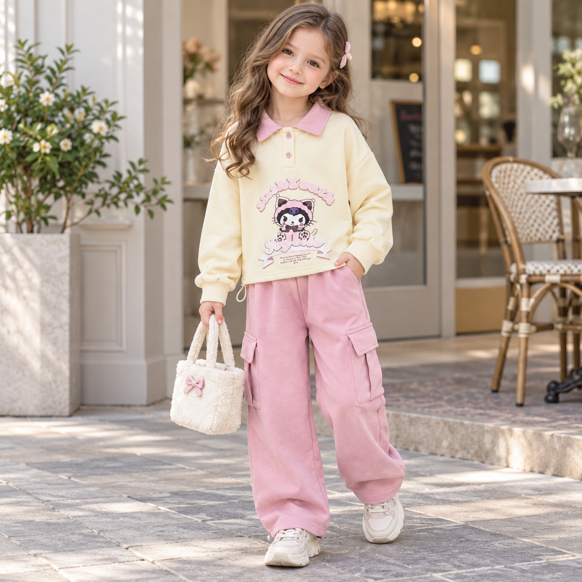 Girls Character Sweatshirt & Cargo Trouser Set
