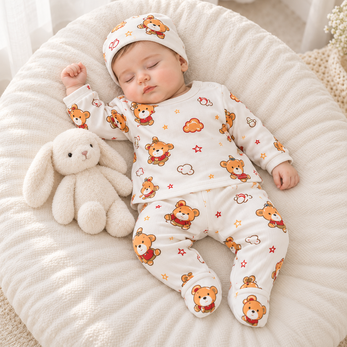 Baby Bear & Heart Print 11PC Newborn Starter Set
