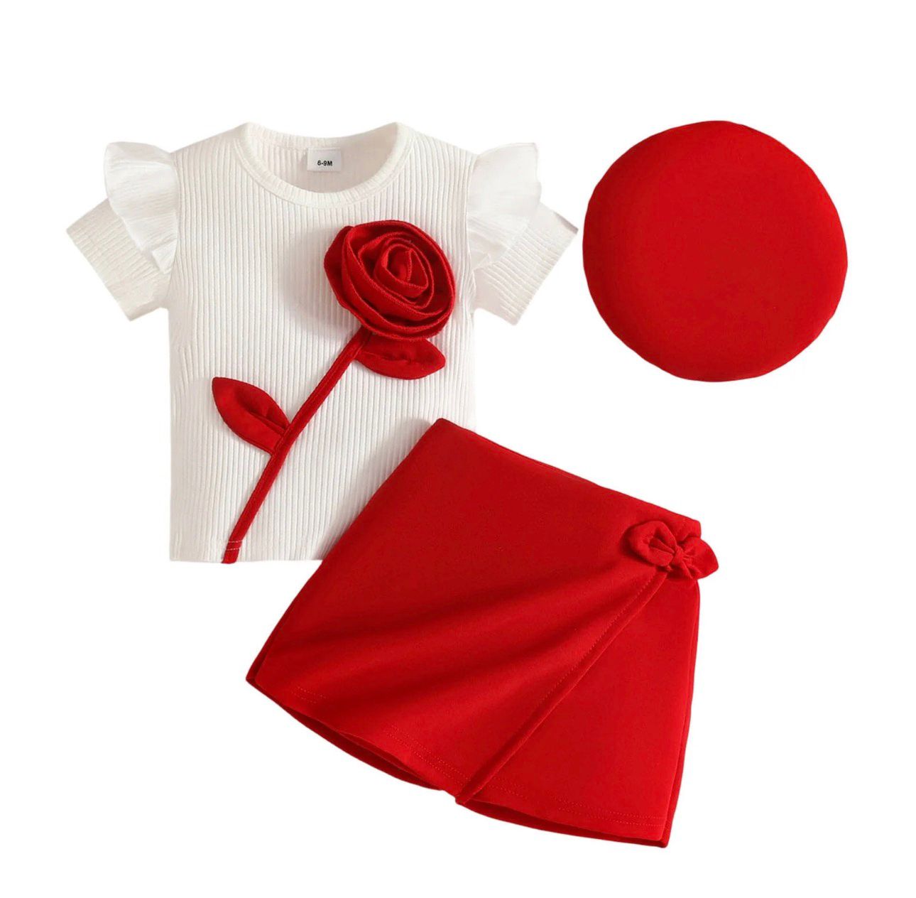 Rosette Bloom 2-Piece Girls Skirt Set
