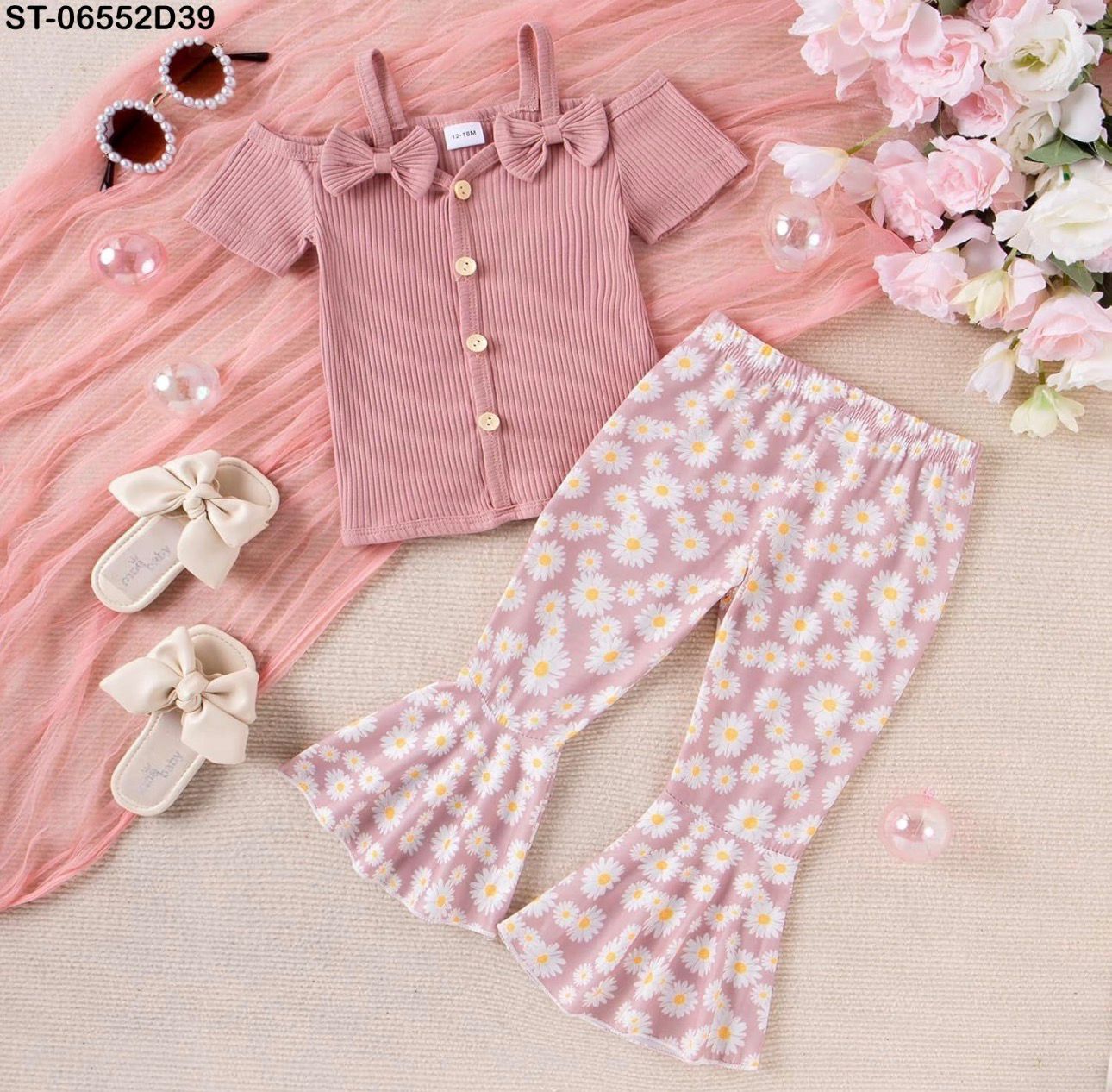Daisy Bloom Bell Bottom Co-Ord Set
