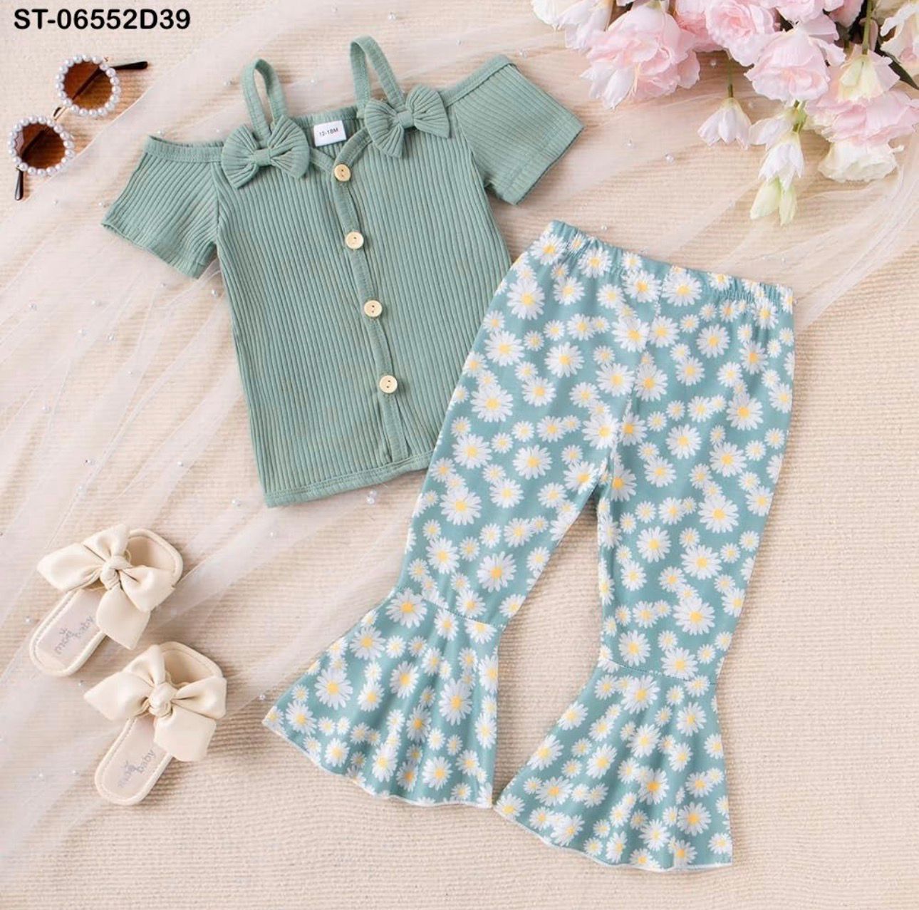 Daisy Bloom Bell Bottom Co-Ord Set