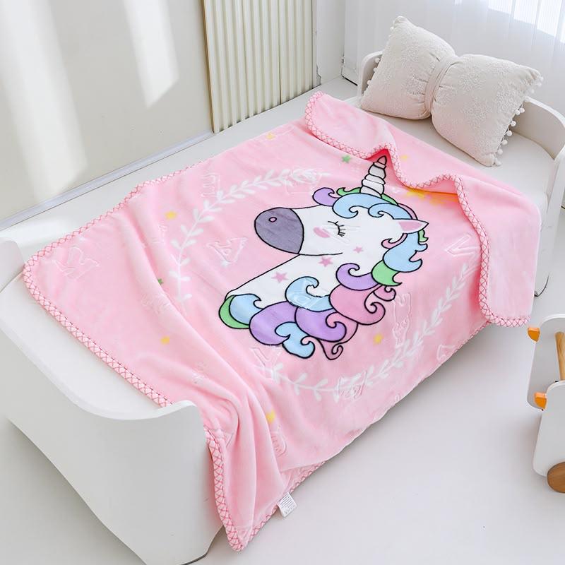 Pastel Unicorn Plush Baby Blanket – Multiple Sizes