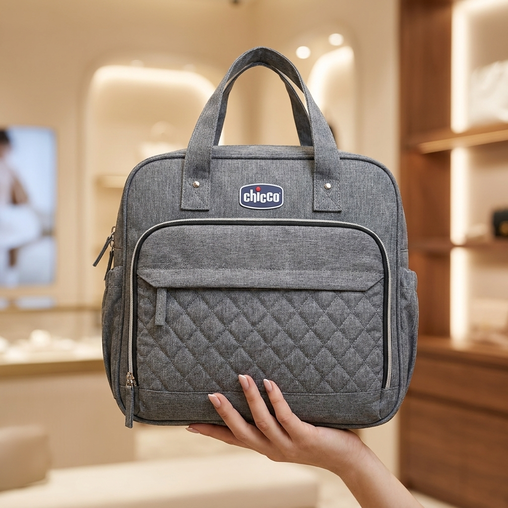 Grey premium mommy diaper bag