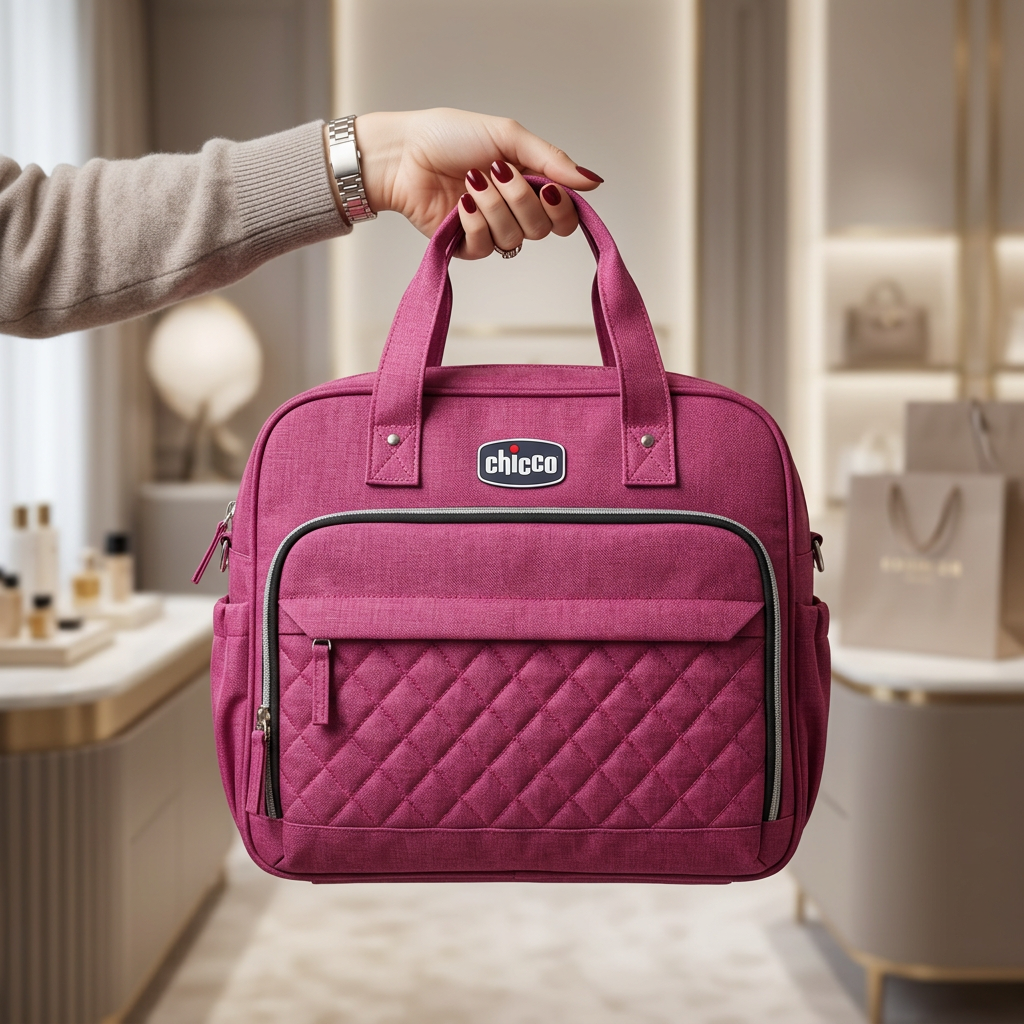 Pink premium mommy diaper bag front view