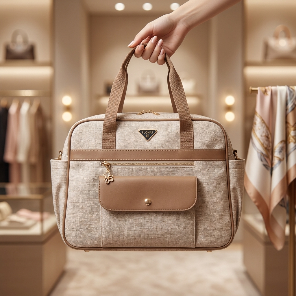 Brown premium two-tone mommy diaper bag