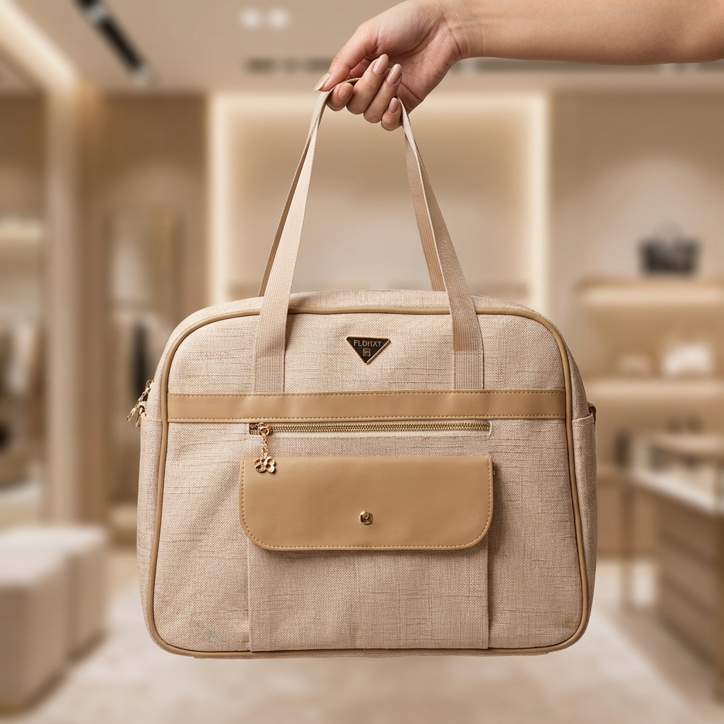 Light brown premium two-tone mommy diaper bag