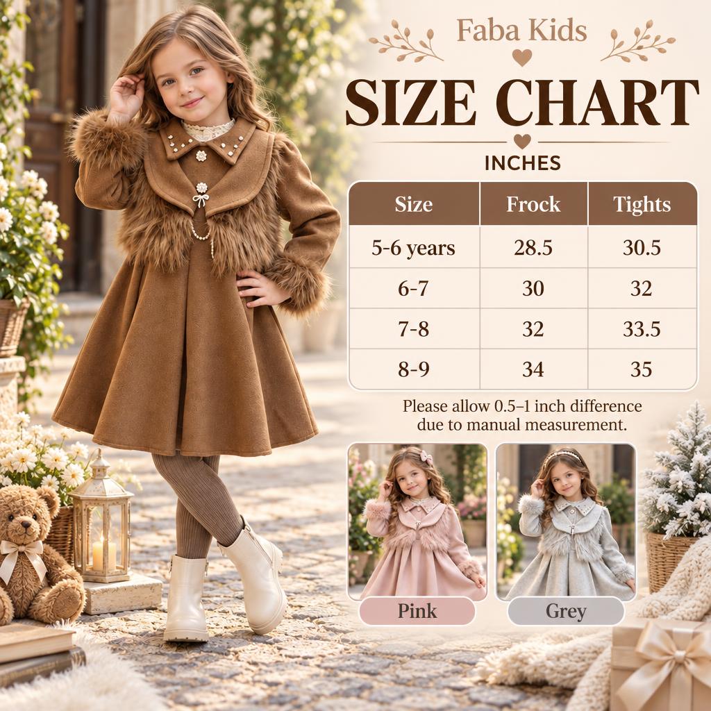 Girls Fur Panel Frock & Tights Set - image 5